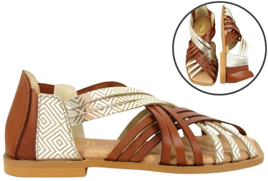 Stravers Romeinse Sandalen Plat Maat 34 Vierkante Neus Dames