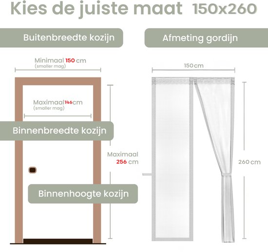 O'DADDY® Deurgordijn Deluxe FIBER - Magnetisch Vliegengordijn - Voor Nieuwbouw en Standaard Deuren - Eenvoudige Installatie - Deurhor Wit - 150x260 cm van Merkloos — afbeelding 2