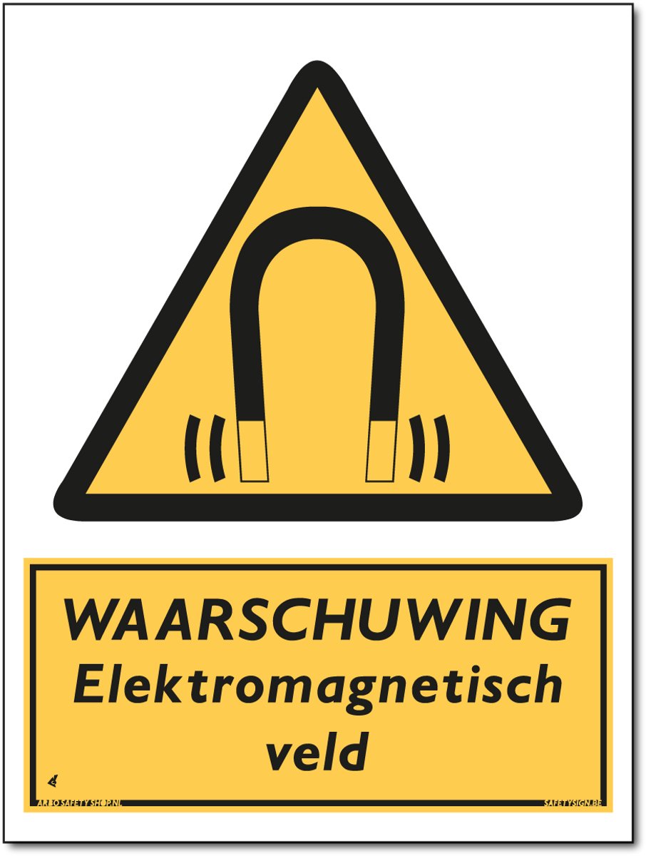 Elektromagnetisch veld bord - Waarschuwing - Aluminium - 30 x 40 cm