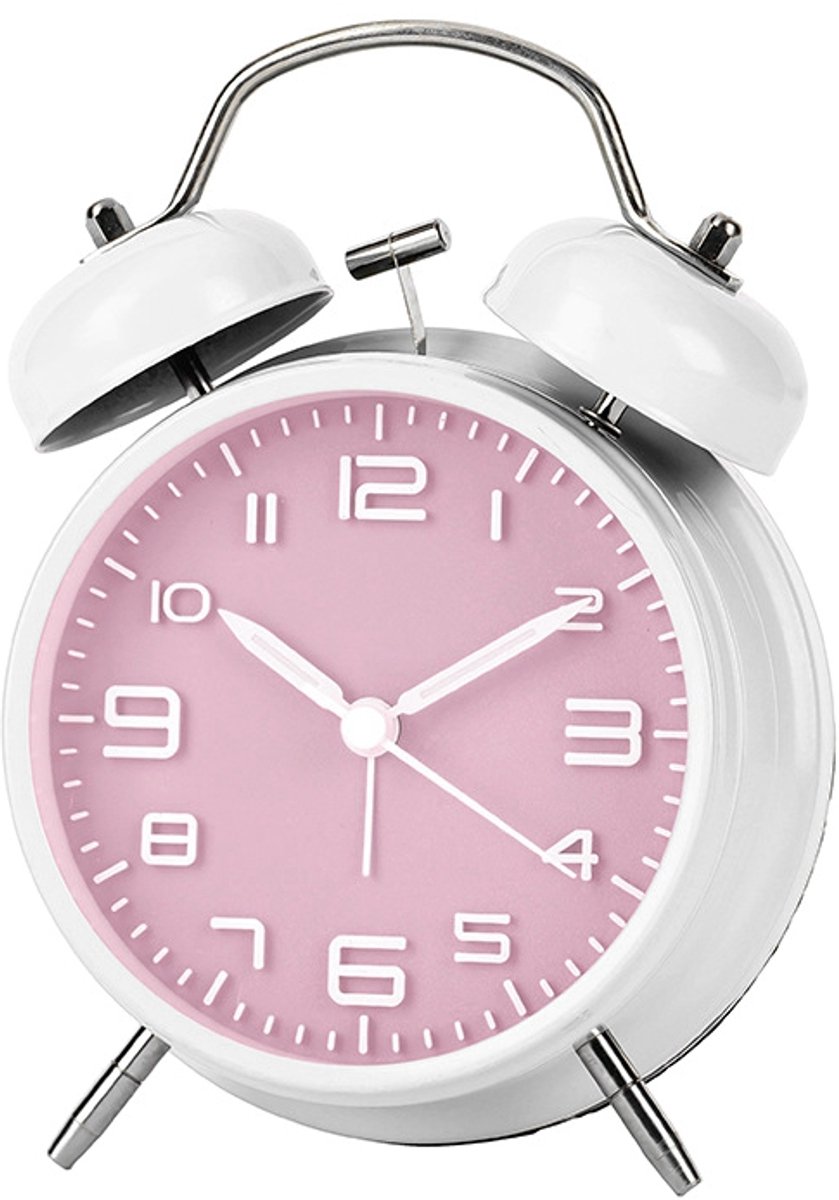 IvoQ Roze Retro Wekker – Extra Luid – Stijlvol & Praktisch – Zonder Tikgeluid