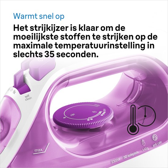 Braun TexStyle 3 SI3030PU - Stoomstrijkijzer - Snel opgewarmd - Precisiepunt - Paars