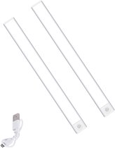 LED Kastverlichting met Bewegingssensor - 2x30 cm - Draadloos en Magnetisch - 3 Kleurtemperaturen - Keukenlamp en Trapverlichting - Eenvoudige Montage - Energiezuinig - Kastlamp voor Thuis - USB-C Oplaadbaar