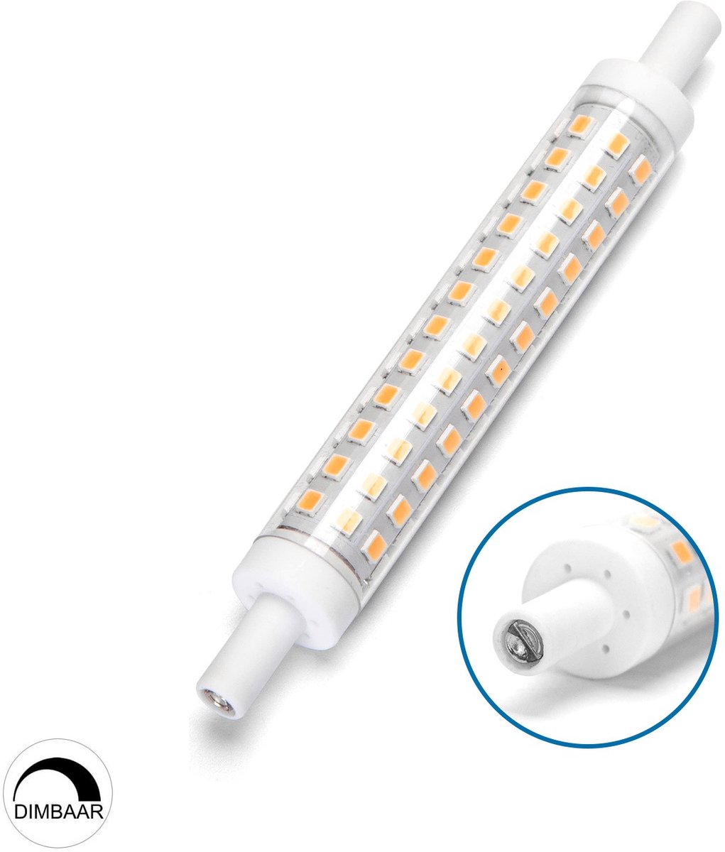 R7s staaflamp 118x15mm - LED 10W~90W traditionele verlichting - dimbaar - 1000 lumen - 2700K warmwit