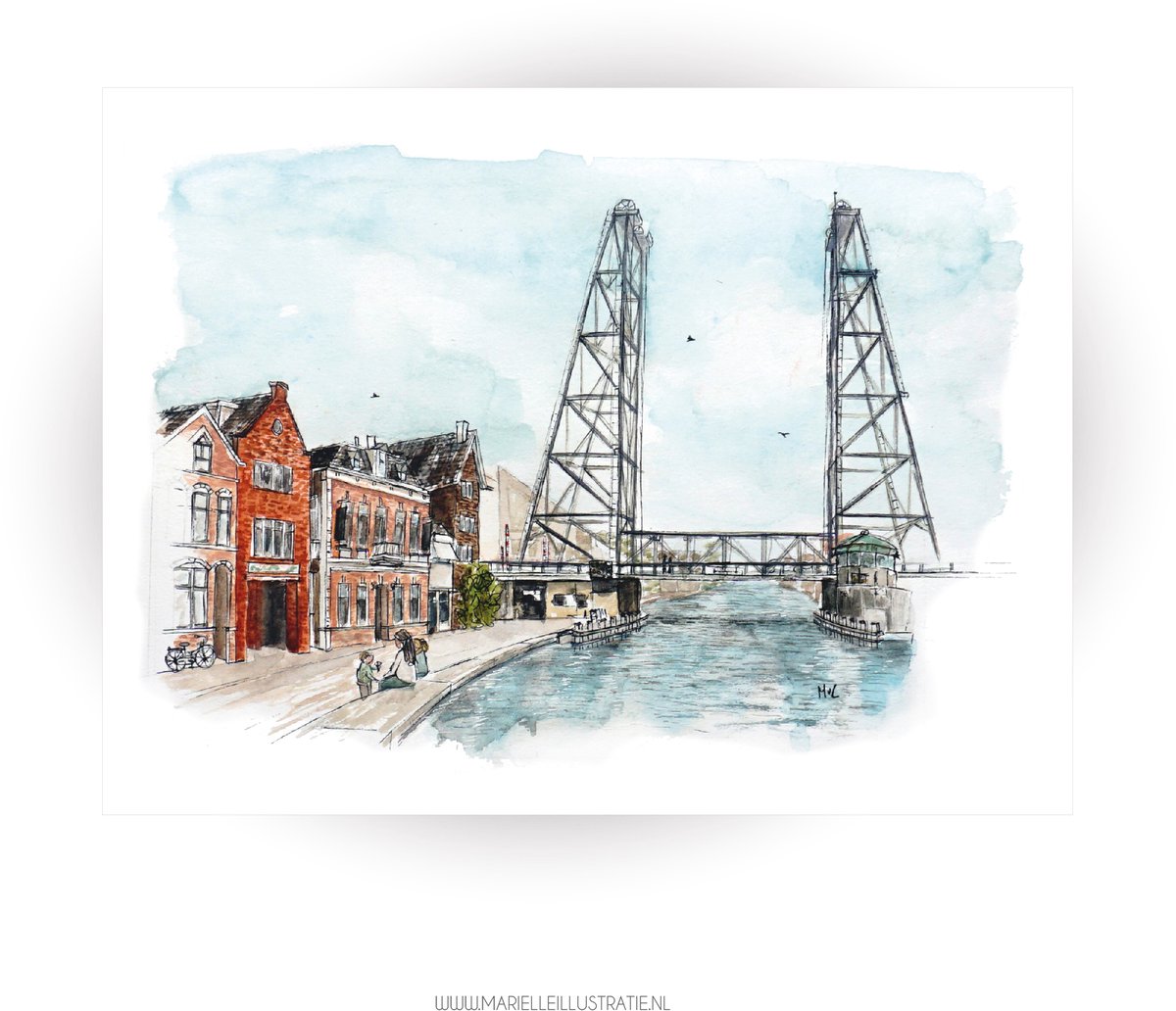 Hefbrug van Boskoop op wenskaart