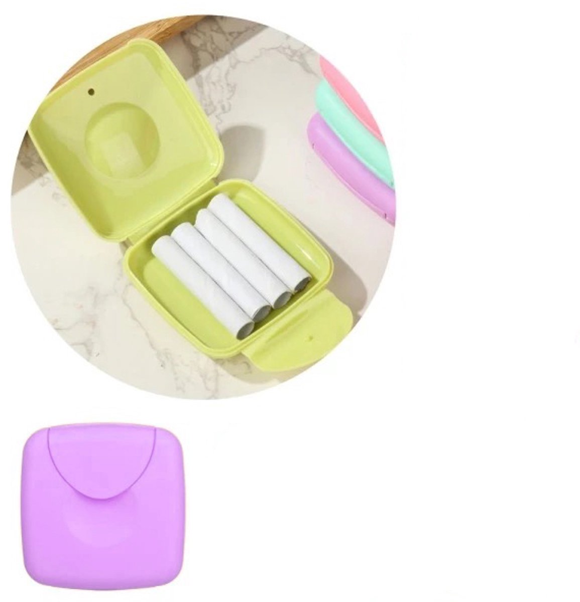 Consumerce® Compact Tampon Opbergdoosje – Lila – Tampons Doosje – Maandverband Etui – Tasje – Super Plus – Mini – Opbergdoosje Klein – Opberg - Tampondoosje