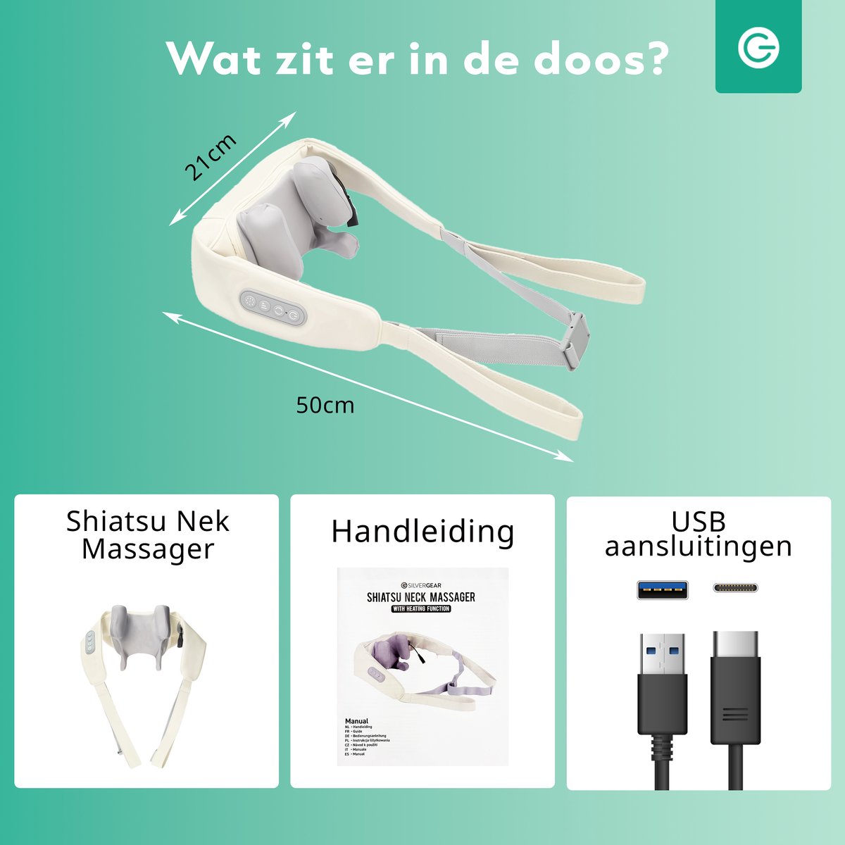 Massage Apparaat Rug en Nek Draadloos - Shiatsu - Nekmassage - Schouders - 25W - Wit - Silvergear thumbnail 5