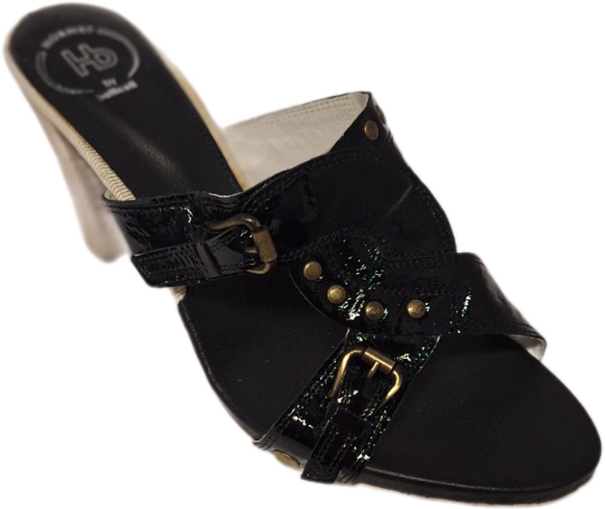 HORNET by Botticelli- LUXE MUILTJE -HOUTLOOK HAKJE- STUDS OP LEER- SIZE 37