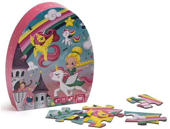 Eurekakids Puzzel Unicorn - 36 Stukjes - Kinderpuzzel met Eenhoorns en Prinsessen - 50 x 40 cm
