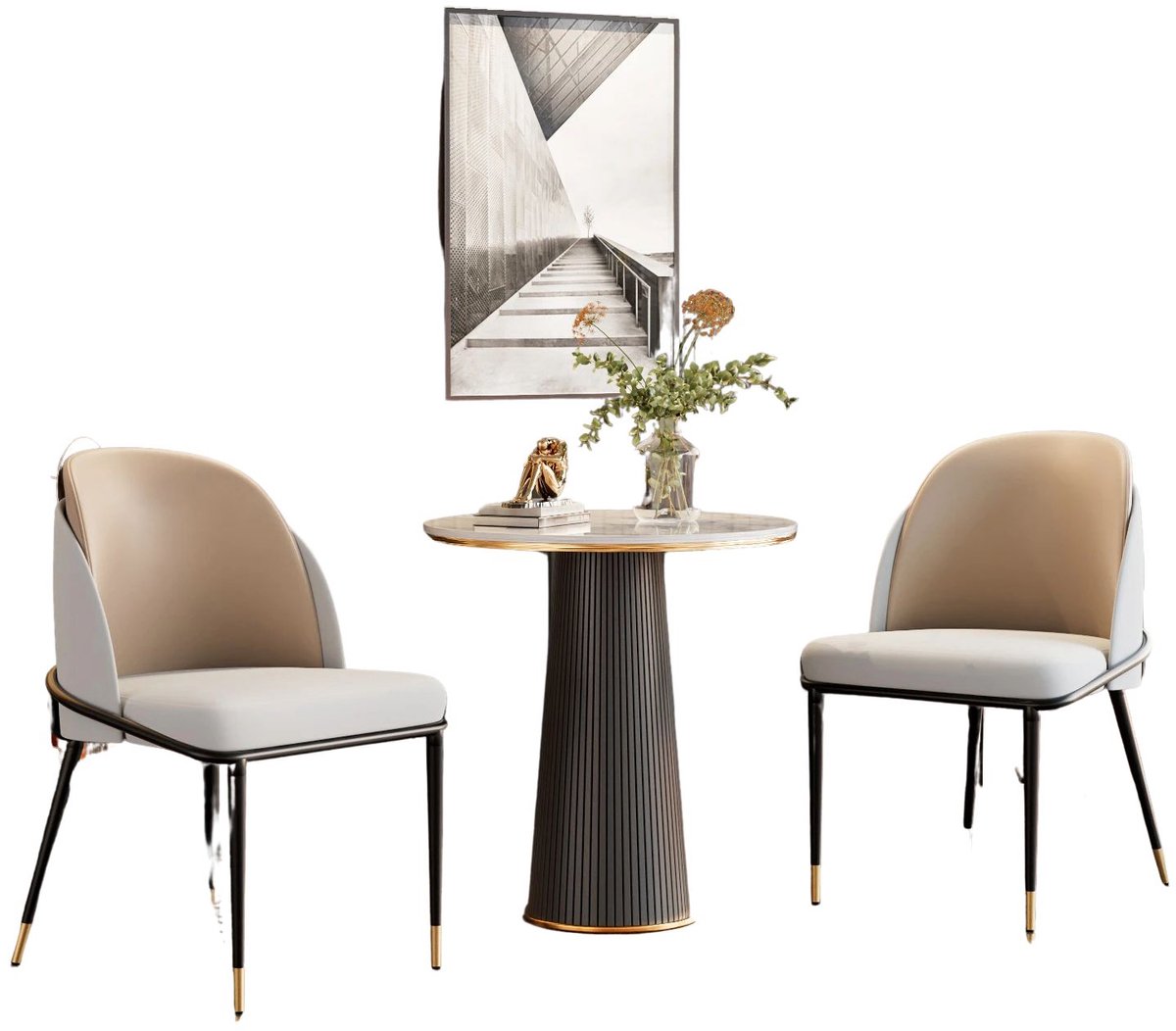 Betaalbare Goederen® Eetkamerstoel - Beige - set van 2 - eetkamerstoelen - eetkamerstoelen met armleuning - eetkamer stoelen