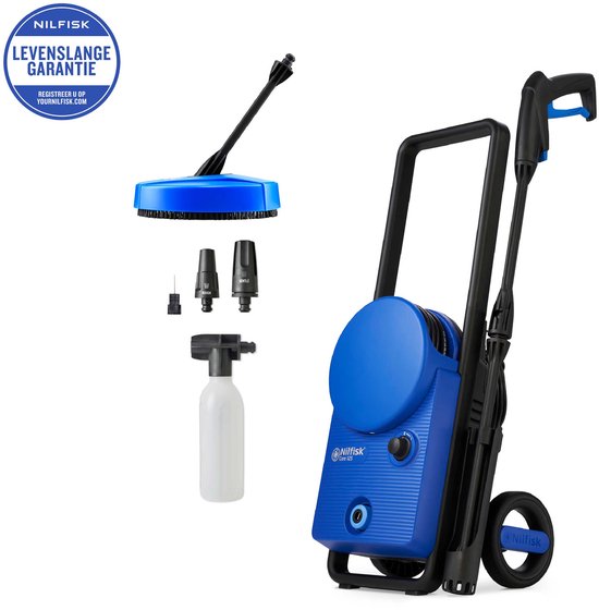Nilfisk Core 125-5 PC – Krachtige & compacte hogedrukreiniger met 125 bar druk, terrasreiniger & complete accessoireset, 5m slang, Click&Clean-systeem
