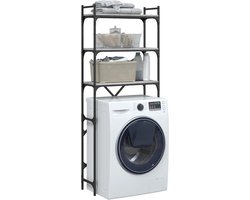 Wasmachine rek - Opbergrek - Wasmachine meubel - Opbouwmeubel - Toilet Rek - 67x25x163 cm - Hout- Grijs Sonoma