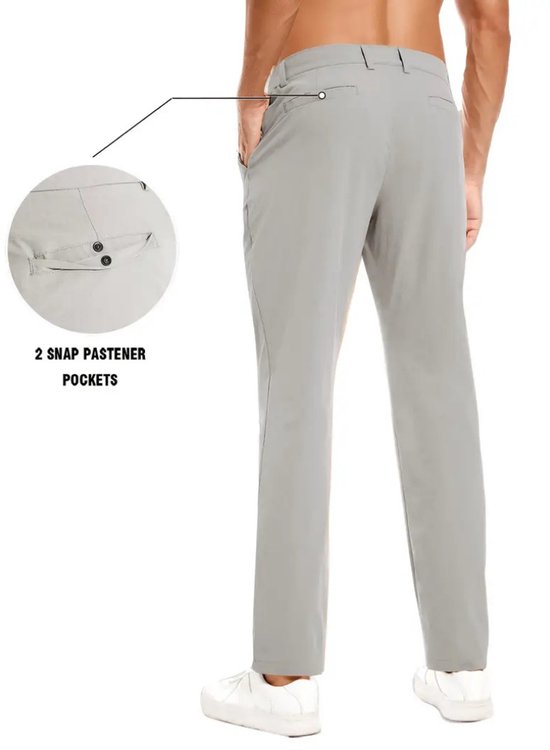 Livano Golfbroek Heren - Golfkleding - Golfen - Golf Accessoires - Nette Pantalon - Lichtgrijs XS - Maat 44 van Livano — afbeelding 3