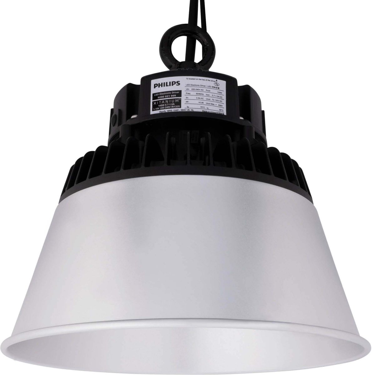 LEDVION LED High bay, Met Reflector, 90°, IP65, 240-190-140W, 175 lm/W, Driver, 6500K, Dimbaar, UFO lamp voor, werkplaatsverlichting, halverlichting, plafondlamp werkplaats Zwart