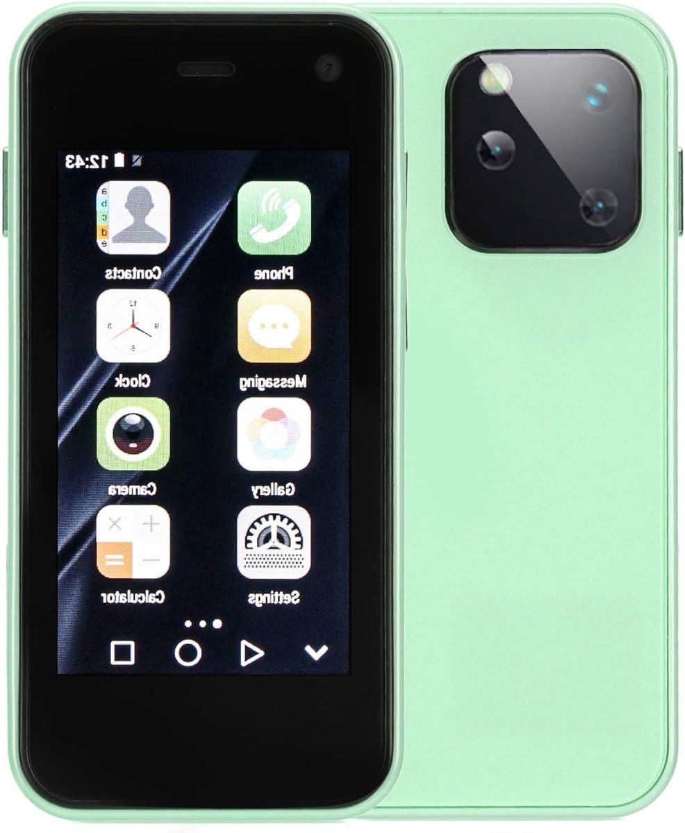 Mini Smartphone Portable Phone 2.5 Inch HD Touch Screen Lightweight Mobile Phone 1GB RAM 8GB ROM for Students (Vegetable) - Unlocked
