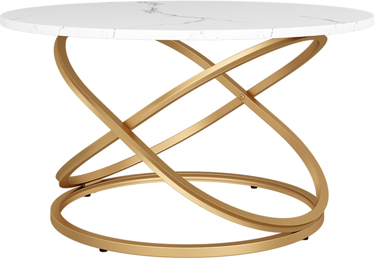 Vicco Calgary Salontafel – 79.5 x 46 cm met groot werkoppervlak Wit/Goud