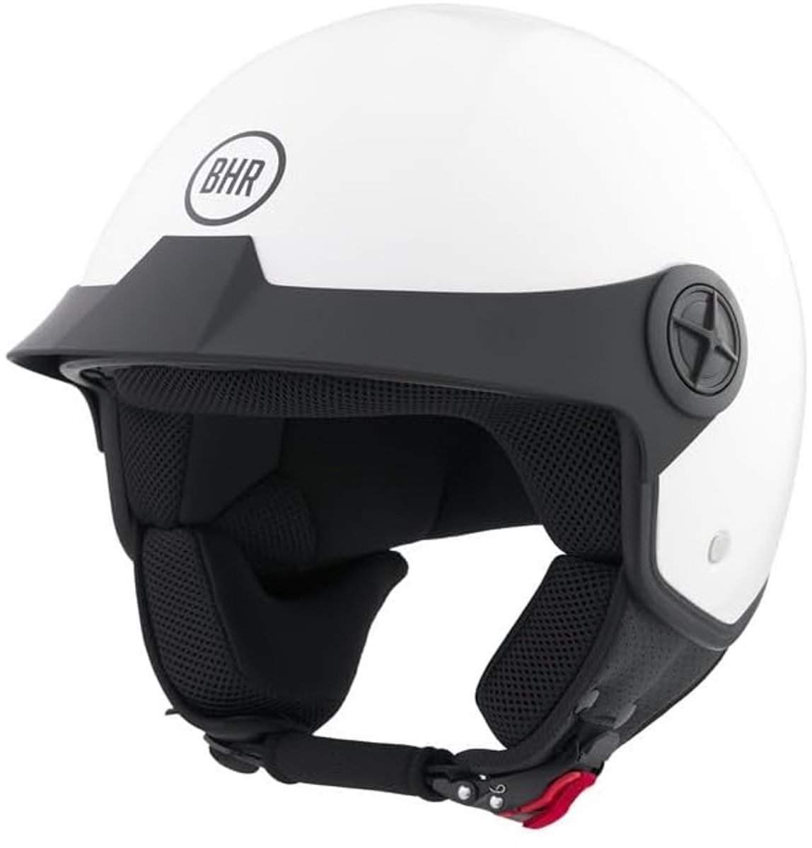 BHR 833 - Peak Jethelm - ECE goedgekeurd 22.06 - Geschikt als Scooter Brommer Motor Snorfiets Helm - 55/56 cm - S - Glans Wit