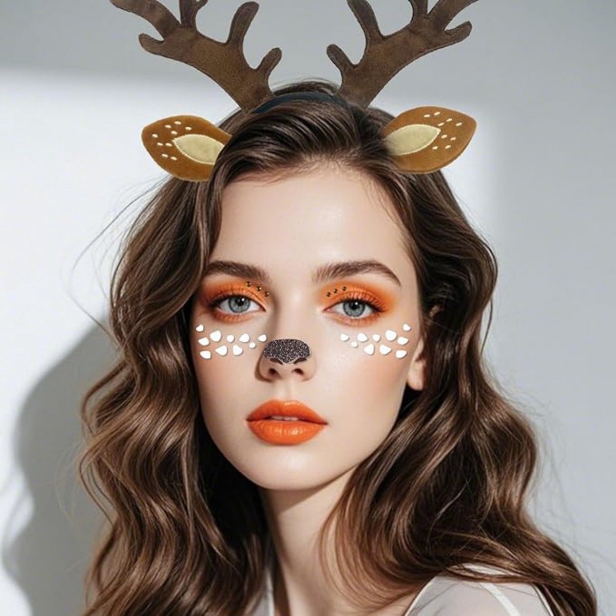 4 stuks hertenkostuum voor vrouwen, herten gewei, hoofdband, rendiergezichtstattoos bloemenclips, tutu-rokset, rendierkostuum voor Halloween, carnaval, Kerstmis, verkleedpartij, cosplay, maskerade