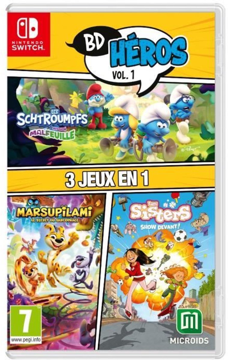 Pack Comics Heros Vol.1: The Smurfs Mission Malfeuille Sisters 1 Marsupilami - Nintendo Switch-spel