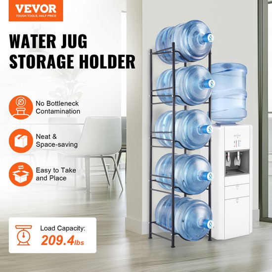 VEVOR Waterkanhouder Enkellaags Waterflessenrek 5 Flessen Zwart — afbeelding 5