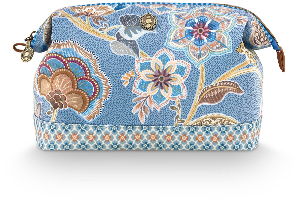 Pip Studio - Cooper Make up tasje - Toilettas dames - Voor make-up - Matata Blauw - 26x12x18cm