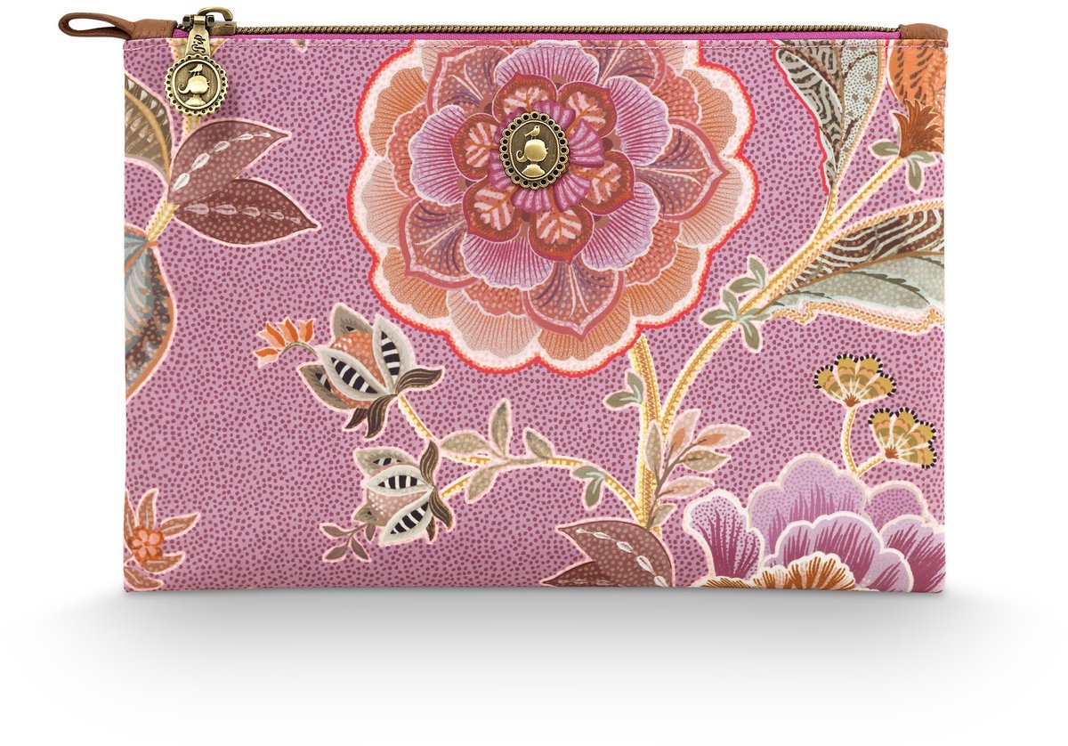 Pip Studio - Charly Make up tasje - Toilettas dames - Voor make-up - Matata Lila - 24x1x15.5cm