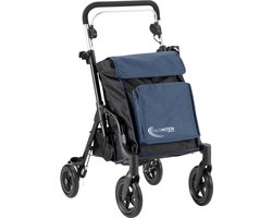 MultiMotion Shopper rollator - Denim blauw/ zwart - Boodschappentrolley en rollator in 1
