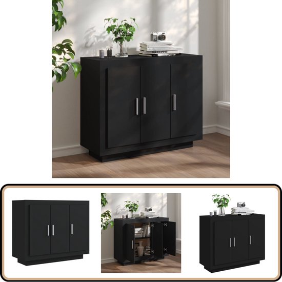 vidaXL Dressoir Zwart Eiken 40 x 35 x 70 cm Bewerkt hout