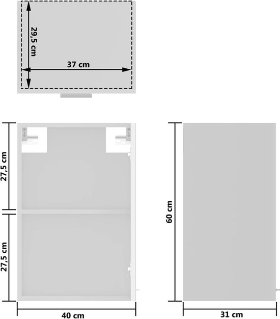 VidaXL Dressoir 37,5x35x99 cm spaanplaat wit - Kantoormeubelen Plus VidaXL Dressoir 37,5x35x99 cm spaanplaat wit - Kantoormeubelen Plus
