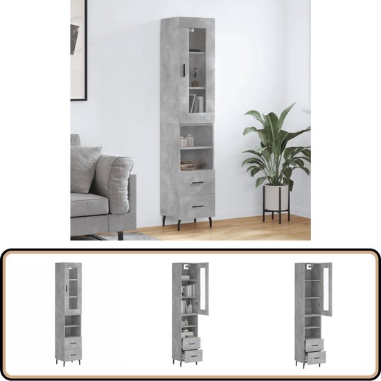 vidaXL Dressoir 60x35x70 cm bewerkt hout betongrijs