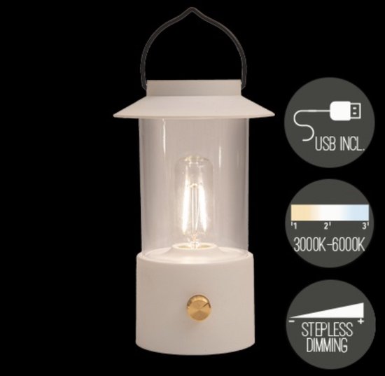 Idena 50126 - LED Campinglaterne in Weiß, Lampe für Innen- und Außen