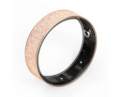 WizBay Premium Select® Gouden FrostLook Smart Ring Dames Heren - Oplaad Case - Hypoallergeen - Hartslag & Slaap Monitor - IP68 Waterdicht - O2 Meting - Gesture Functie - Multiple Sport Modi - #12