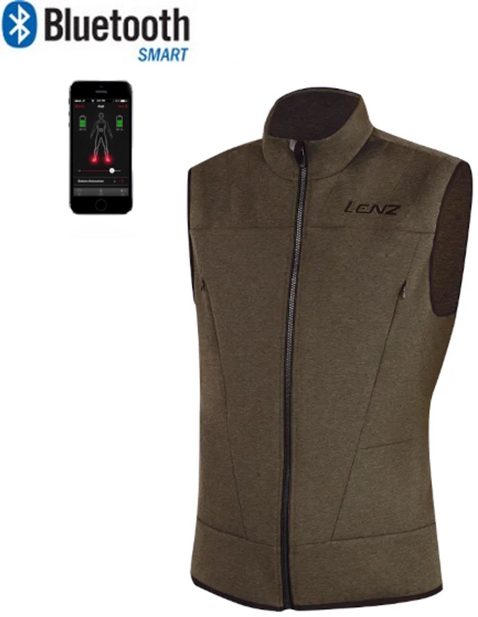 Lenz Verwarmde Bodywarmer 2.0 Bluetooth + 2 verplaatsbare Warmtepads Heren Bruin