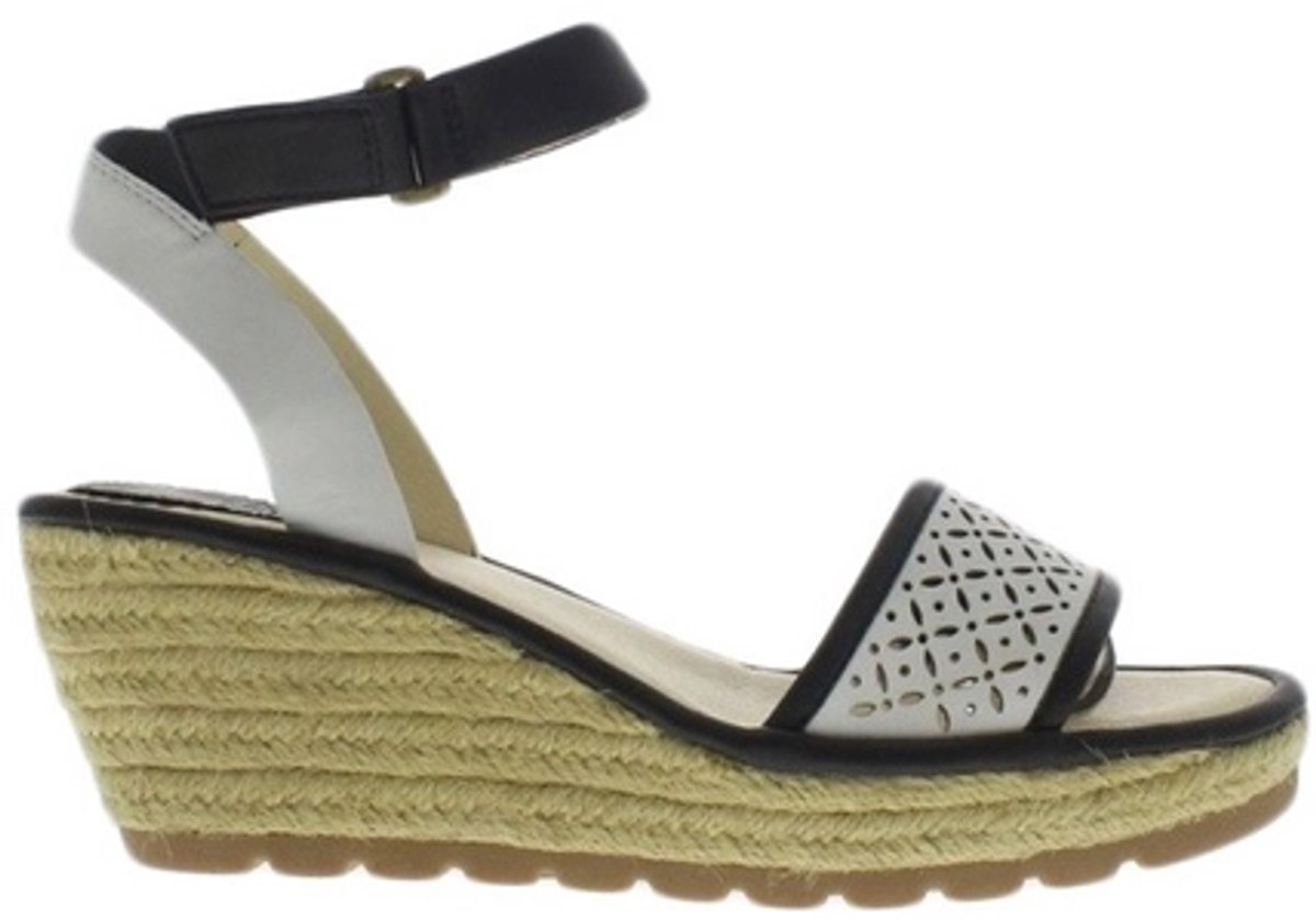 Fly London Leather Sandalettes Black Offwhite