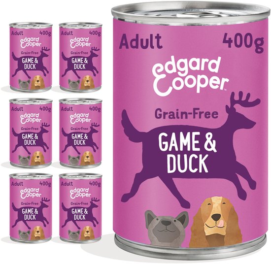 6x Edgard & Cooper Blik Honden Natvoer Hondenvoer Wild - Eend 400 gr