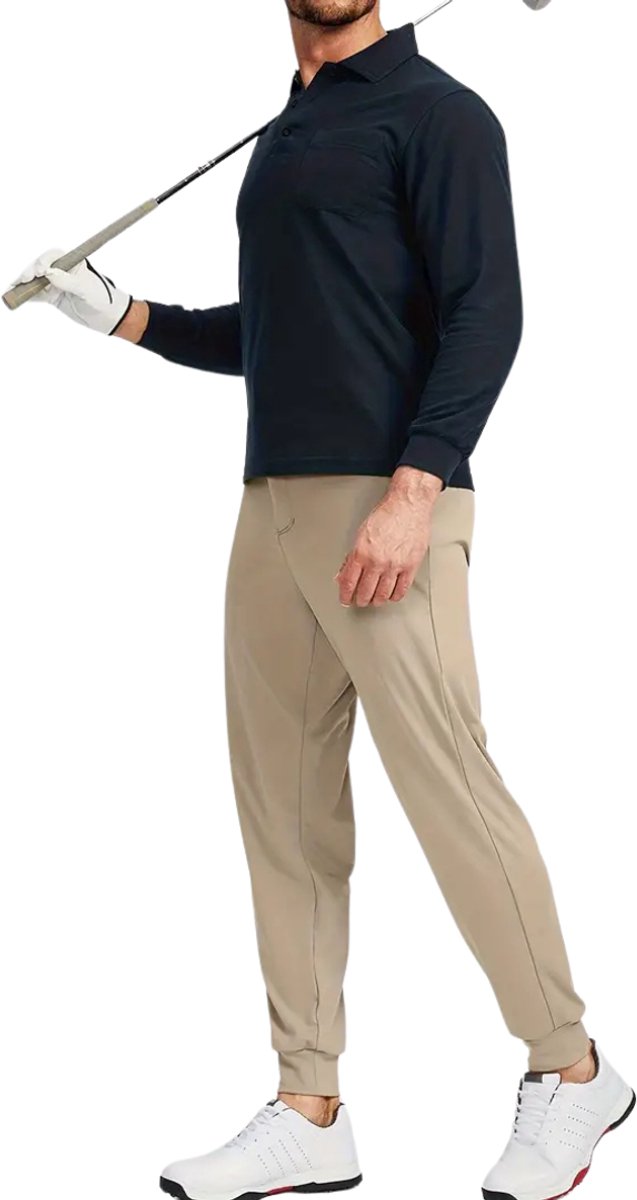 Livano Golfbroek Heren - Golfkleding - Golfen - Golf Accessoires - Nette Pantalon - Beige M - Maat 48 van Merkloos — afbeelding 2