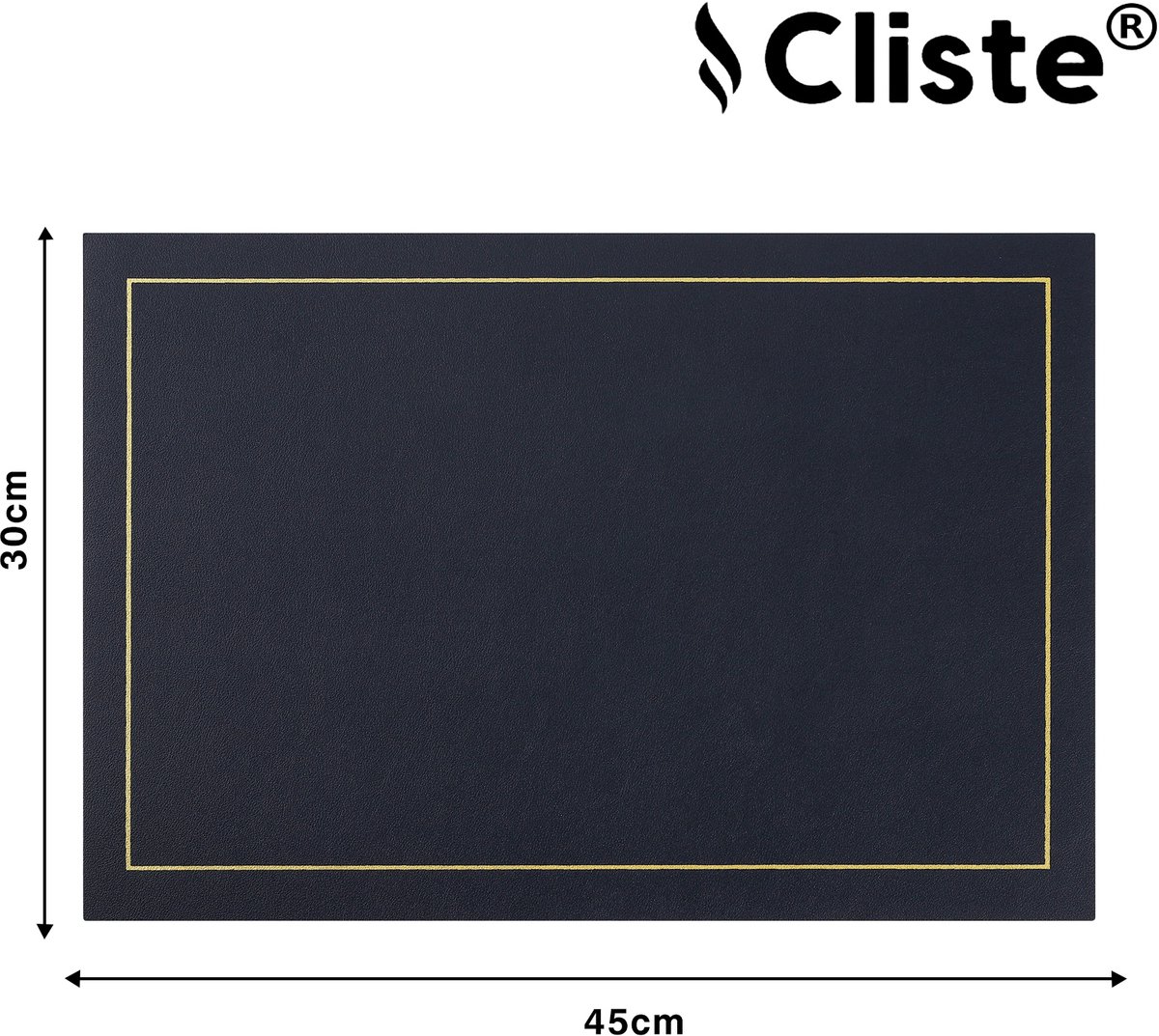 Cliste Luxe Dubbelzijdige Lederlook Placemats Set van 6 - Blauw en Geel - 45x30 cm - Antislip Placemat van Kunstleer - Onderzetter - Placemats — cadeau in Wonen & Interieur - foto 4