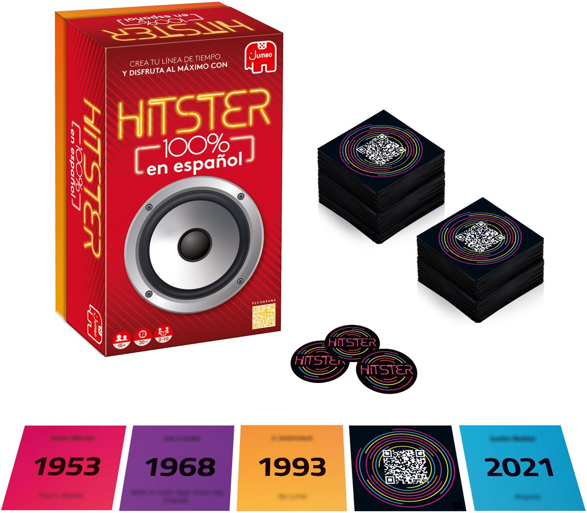 Jumbo Hitster - 100% en español, Bordspel, Feest, 16 jaar, 30 min, 30 min — cadeau in Partyspellen - foto 6