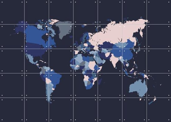 Carte du monde IXXI Mosaic Marine, Art in Map - 140 x 100 cm - Outil de suspension gratuit - Grande Décoration murale murale et affiches