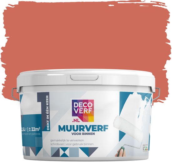 Decoverf peinture murale mate rouge terre, 2.5L