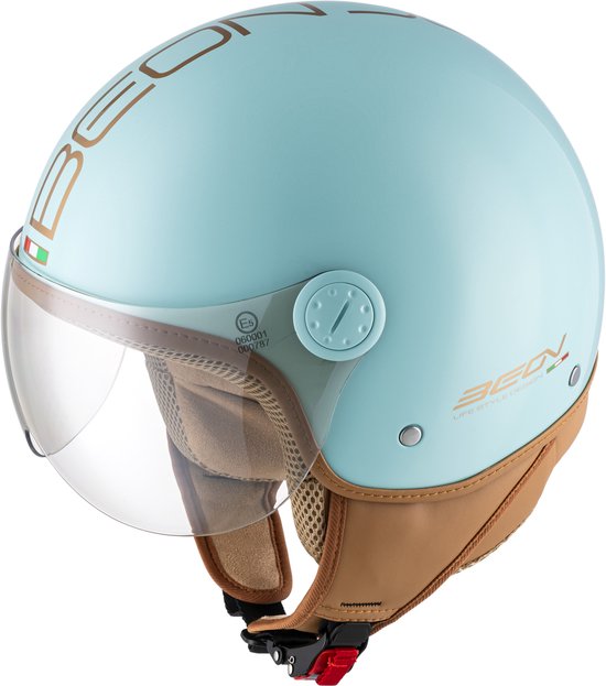 BEON Design Luxe Scooterhelm - Mint Groen - XL - Jethelm met Vizier - Motorhelm - Geschikt voor Vespa, Scooter, Brommer, Motor en Snorfiets