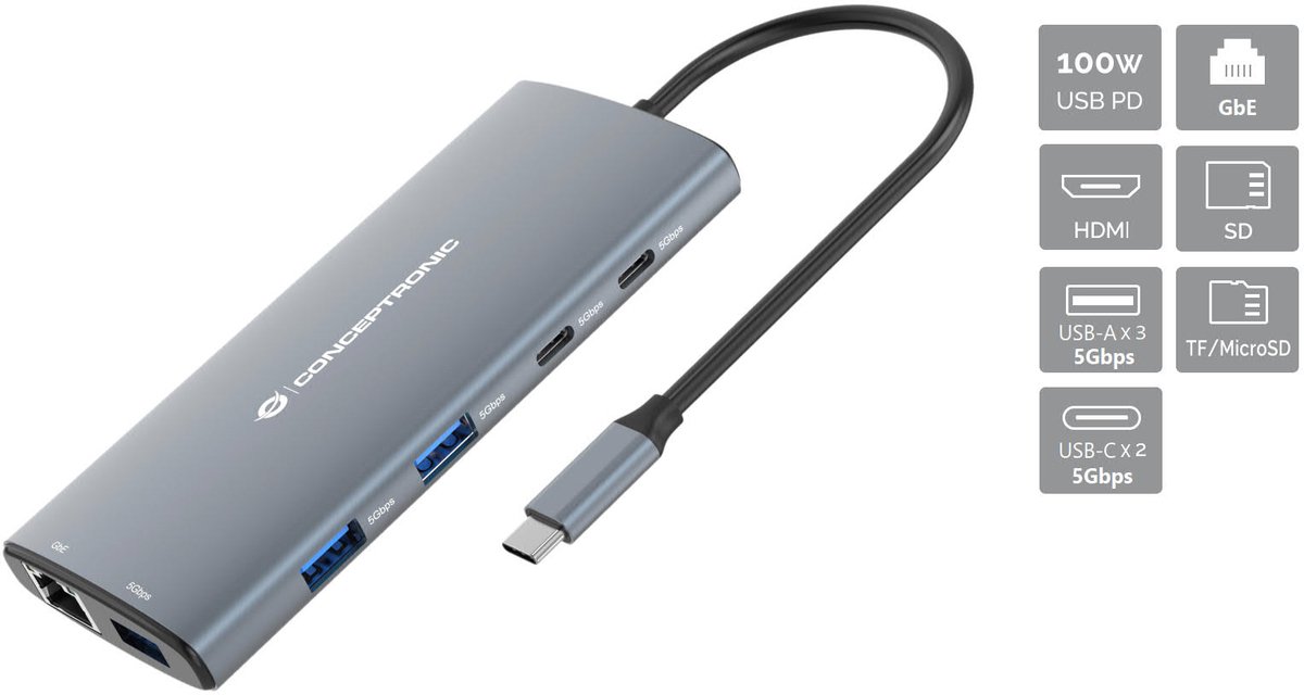 Conceptronic DONN06G USB-C Laptop Docking Station