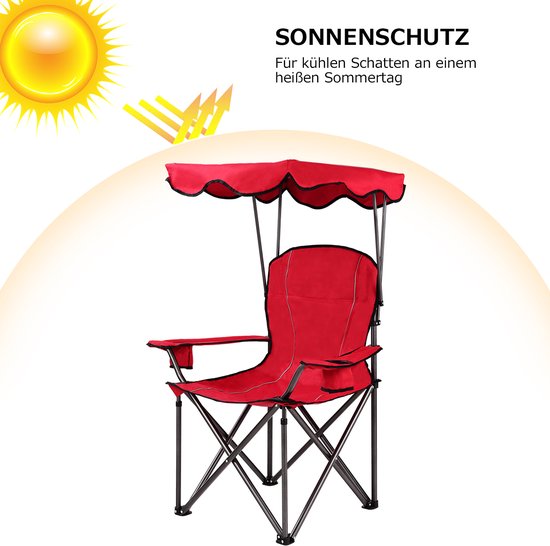COSTWAY Dubbele Campingstoel Met Parasol – Opvouwbare Visstoel Voor Koppels – Inclusief Bekerhouders En Koeltas – Draagvermogen 100 Kg Per Stoel – Diepblauw – 55 X 85 X 161 Cm 2 miniatura