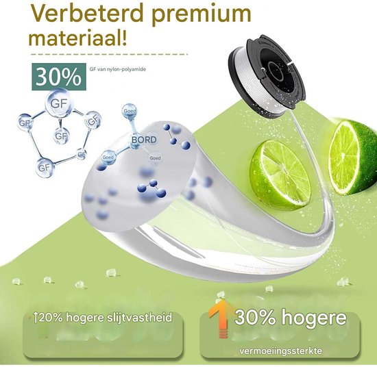 Spoelrandlijn - Compatibel met Black en Decker - Ø1,65 mm - Met 9 m randlijn - Bevat 1 vervangende spoelkap en 1 vervangende veer - 6 stuks van WiKi_PRO — afbeelding 3
