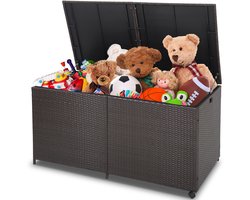 COSTWAY XXL tuinbox met 662 liter inhoud, opbergdoos van rotan met ritssluiting en 2 universele wielen, kussenbox, tuinkast, weerbestendig, voor tuin, achtertuin