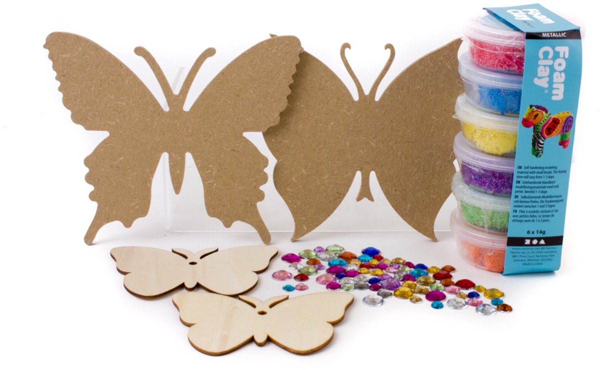 Knutselpakket vlinders Foam Clay® decoratief butterfly decoratie knutsel