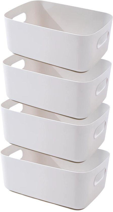 Plastic Studio mand - container dozen voor opslag organiseren in huis of op kantoor - geschikt voor planken laden wasserij kast (25,5 x 17 x 11cm) (Wit