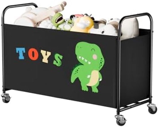 Selbro ® Extra Grote Speelgoedkist met Wiel, 135L Opbergbox voor Kinderkamer, Zwart