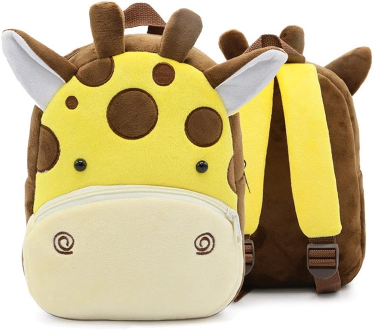 BoefieBoef Schattige Kleine Dieren Rugtas Giraffe voor Peuters tot 5 jaar - kinderrugzak - Kleuter - Pluche - 6 liter - Geel - Voor Kleine avonturiers!