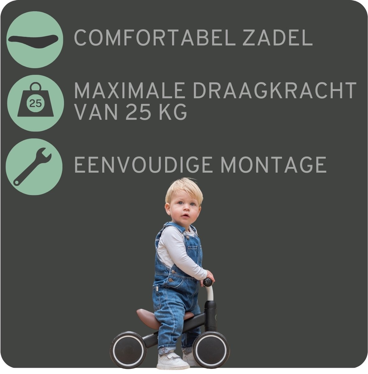 Bandits & Angels Loopfiets Little Starter Zwart vanaf 1 Jaar voor Jongens en Meisjes thumbnail 5