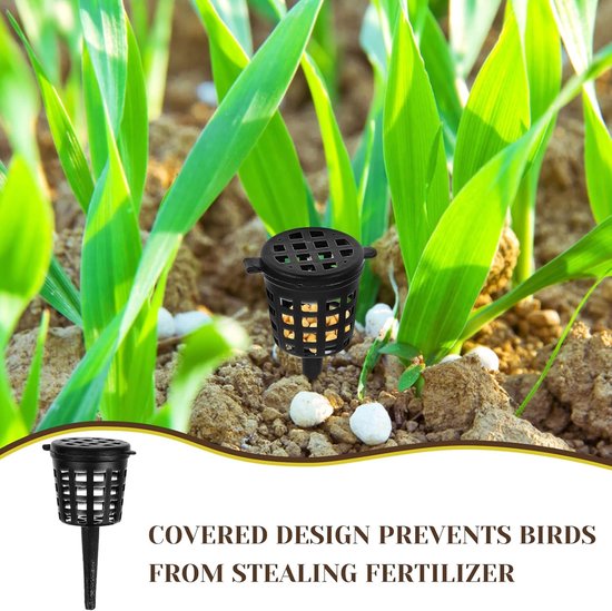 25 stuks meststof manden met deksel - draagbare plastic tuin meststof manden - voor langzaam en getimed vrijkomende meststof - voor vetplanten, orchideeën, bonsai - zwart van Esie Houzie — afbeelding 4